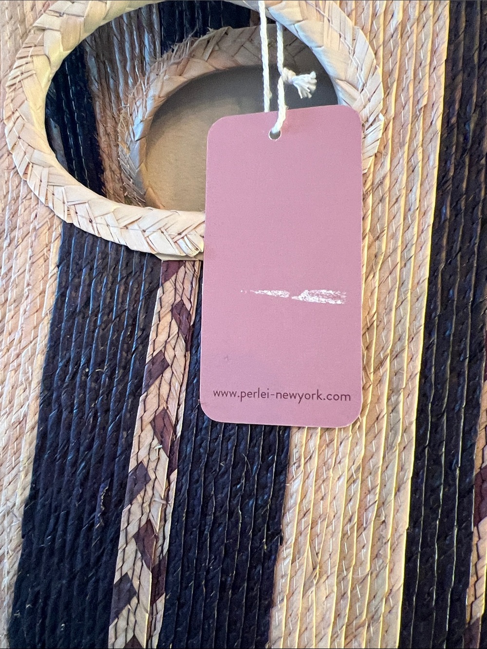 Pei Lei New York Square Straw Beach Tote (Black/Natural) - Picture 3 of 11